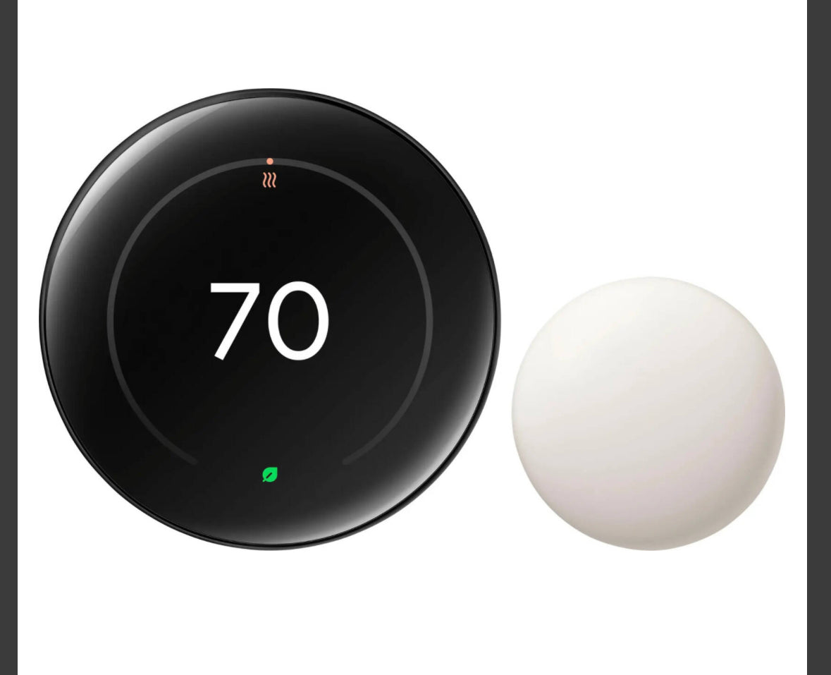 Google Nest Learning Thermostat 4th Gen with Nest Temperature Sensor 2nd Gen, Multi-Zone Control, Auto-Away Mode, Motion Sensing, Polish Obsidian | GA05169-US