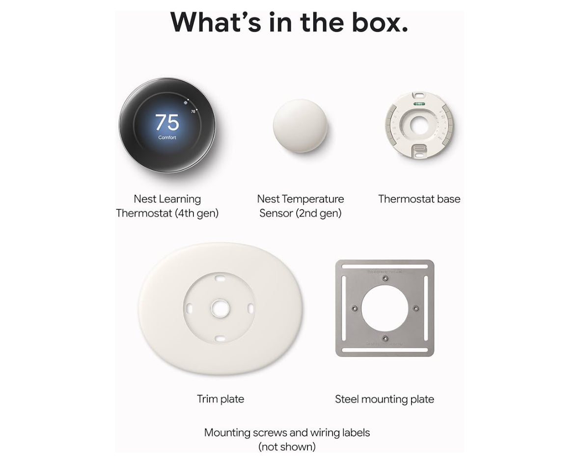 Google Nest Learning Thermostat (4th Gen, 2024) with Nest Temperature Sensor - Energy Saving Smart Thermostat with Adaptive Eco - Works with Alexa and Google Home App - Polished Gold